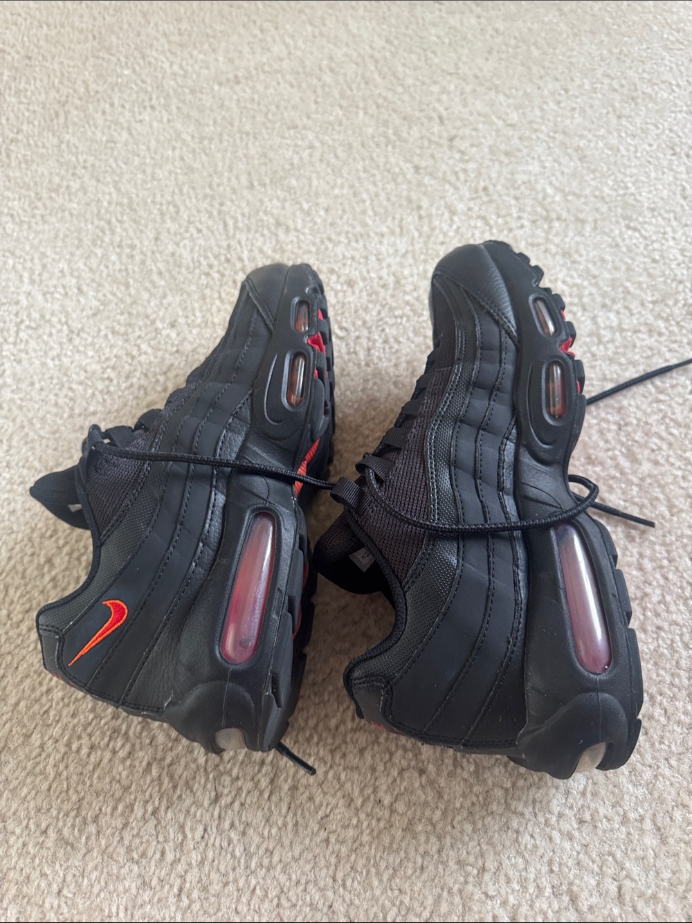 Nike Men’s Black Sneakers with Orange and Red Logo Accents - Picture 3 of 10